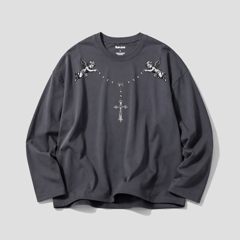 【予約】天使とクロスネックレス ロングスリーブTシャツ