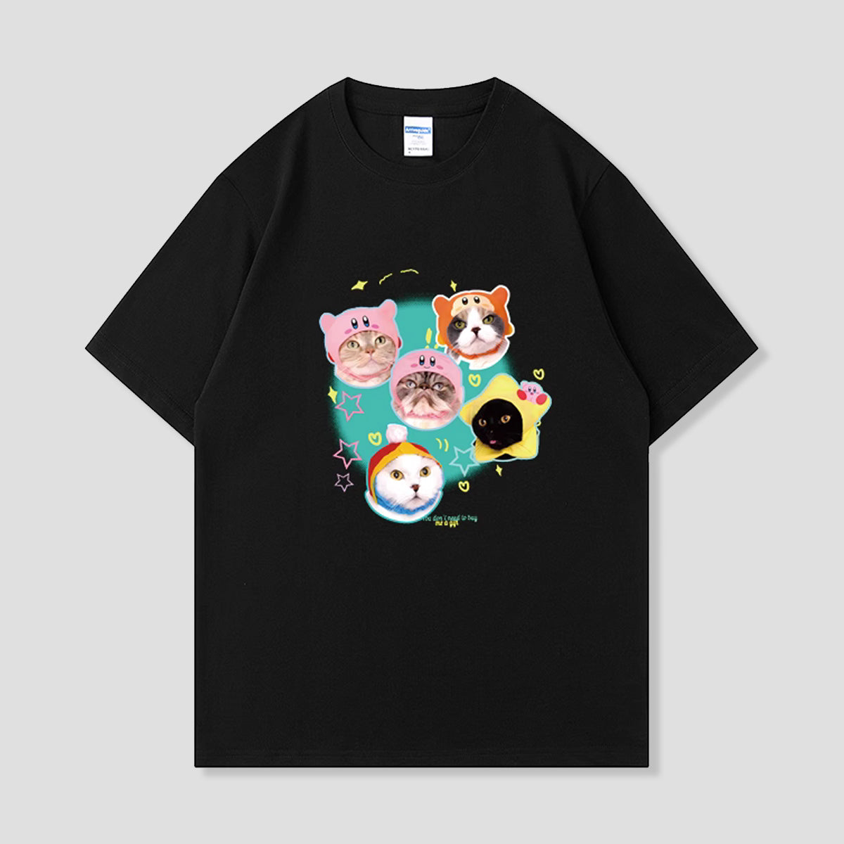 カラフルキャットの魔法Tシャツ