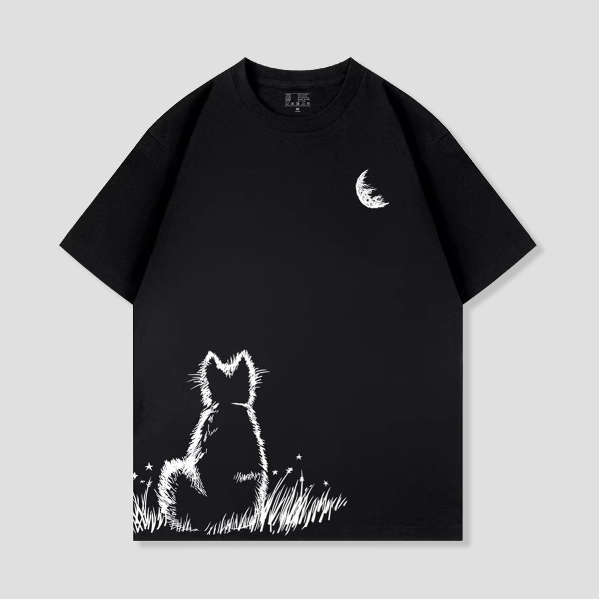 夜空を見上げる猫Tシャツ