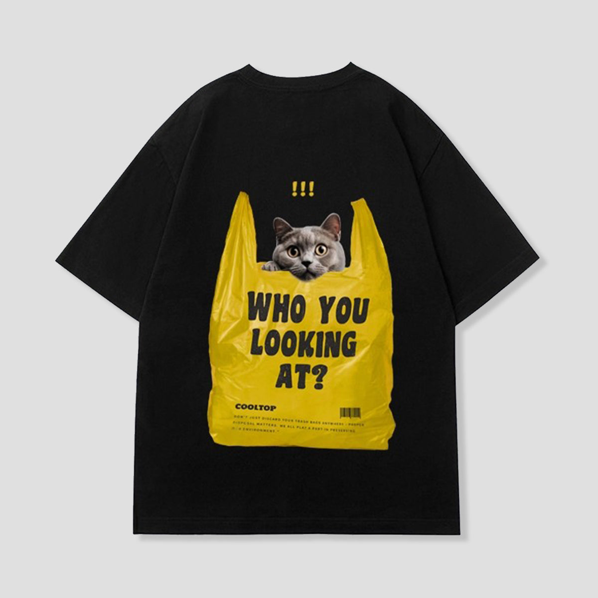 バッグキャットバックプリントTシャツ