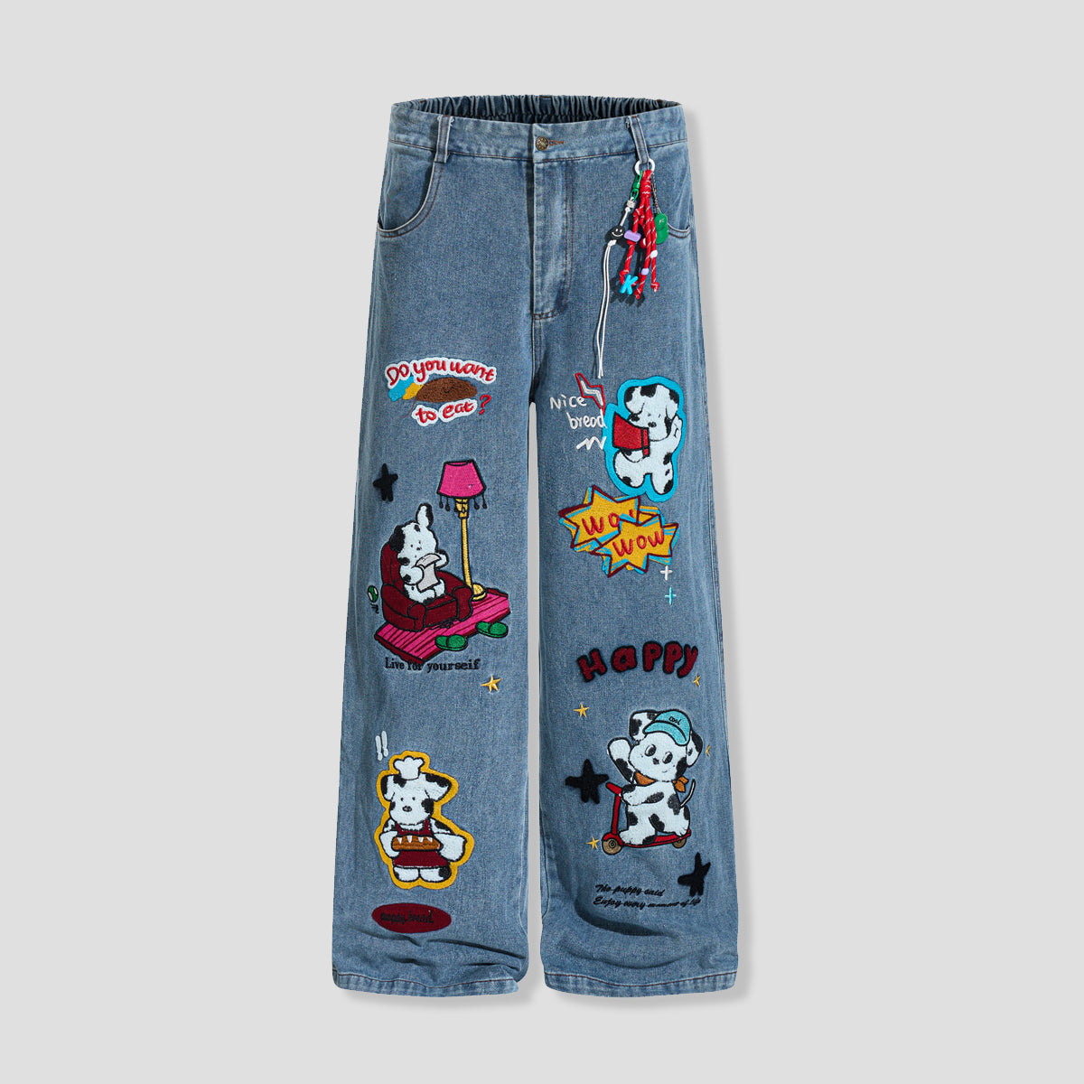 ハッピードッグ・パッチデニムパンツ