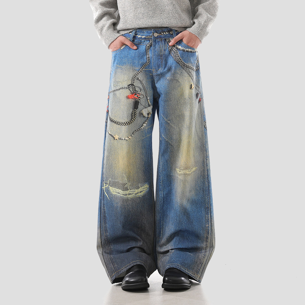 auskou ドッキングデニムパンツ auskou ドッキングデニムパンツ auskou ドッキングデニムパンツ