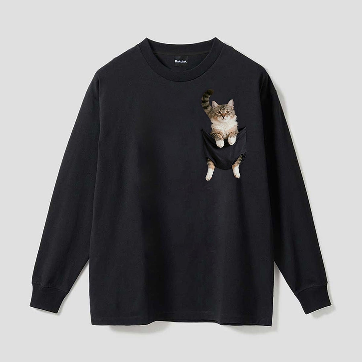 【予約】ちょこんとキャットプリント ロングスリーブTシャツ