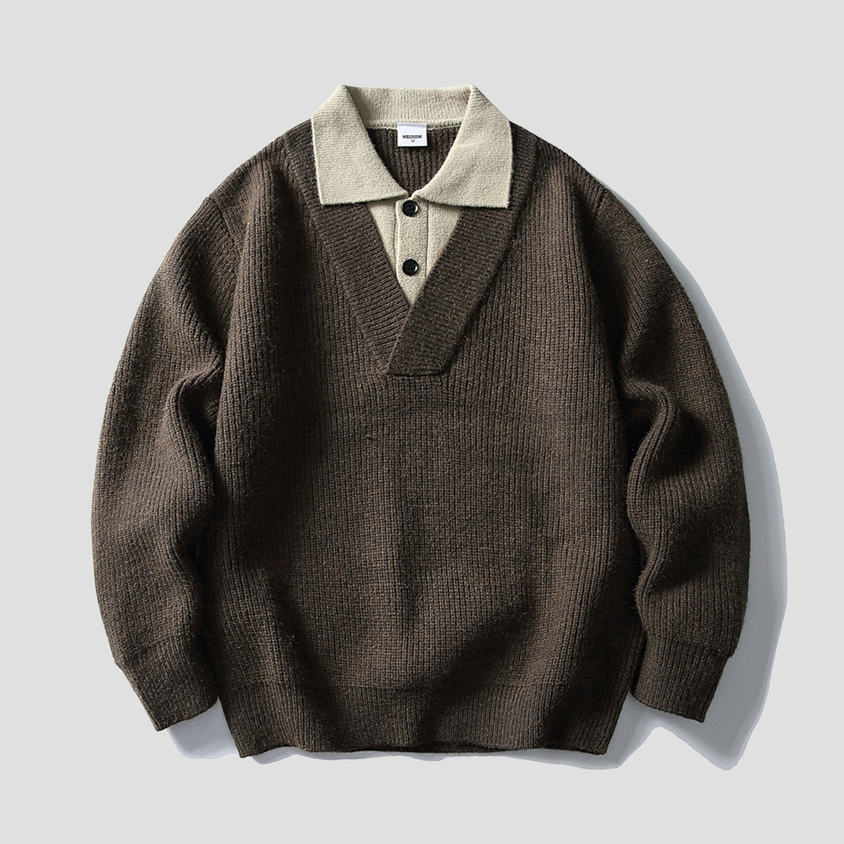 カラーレイヤード ニットポロTシャツ