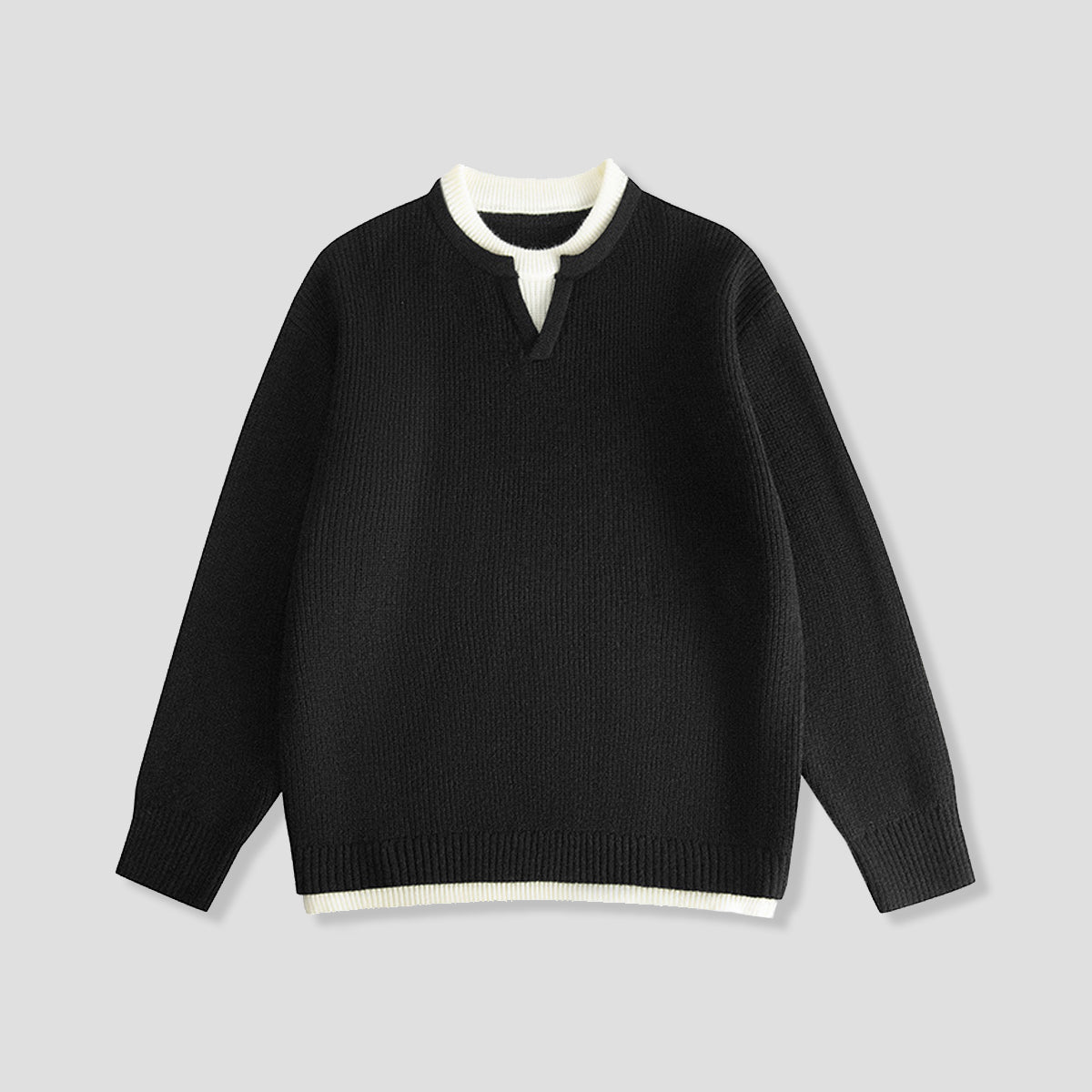 レイヤードネック ニットプルオーバー