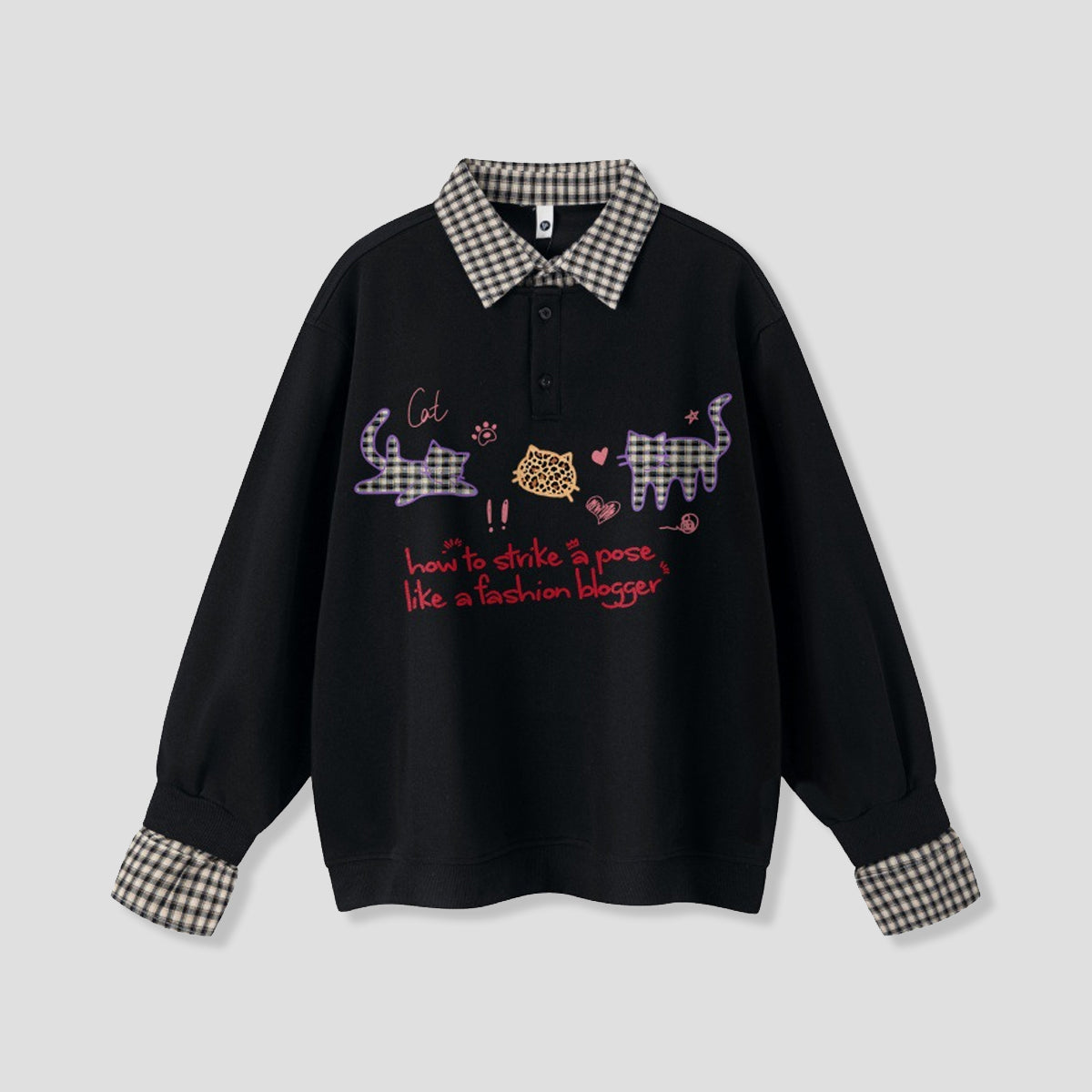 チェックキャット ポロスウェット