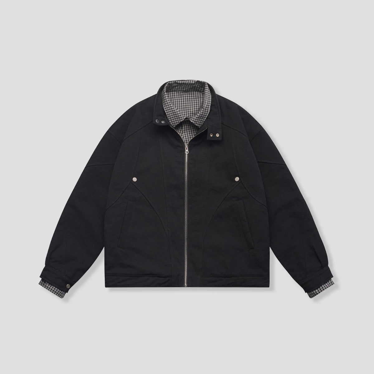 フェイクレイヤード チェックジャケット