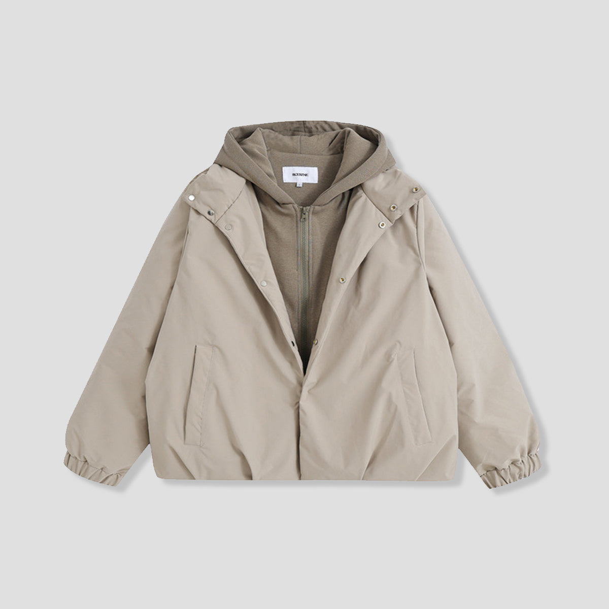 フェイクレイヤード パーカーアウター