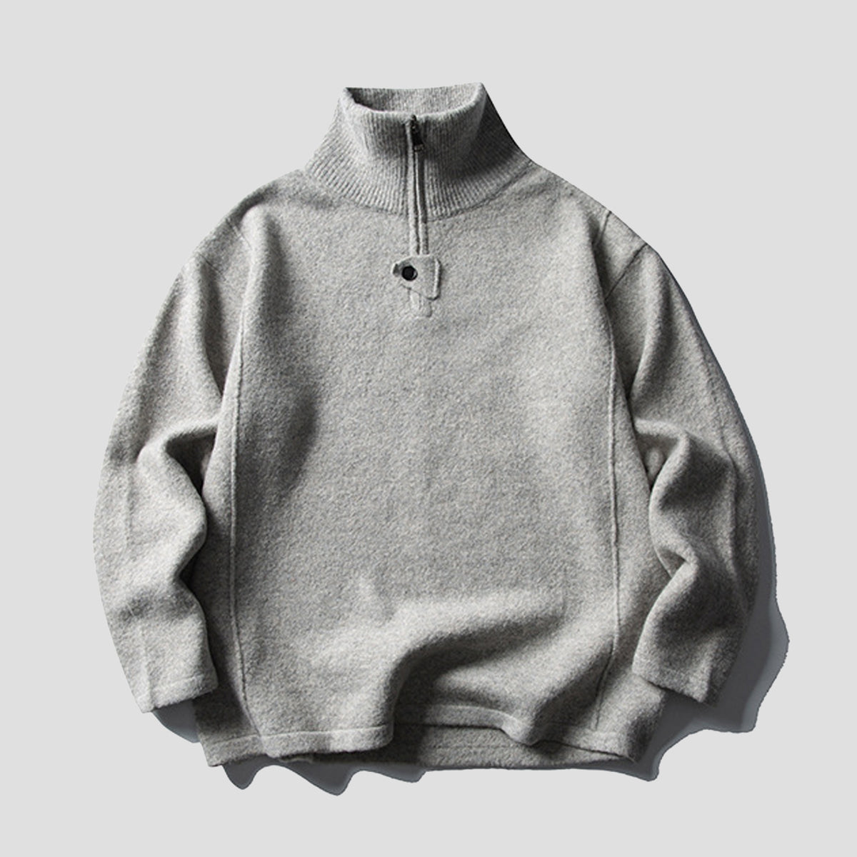 ハーフジップ モックネックトップ