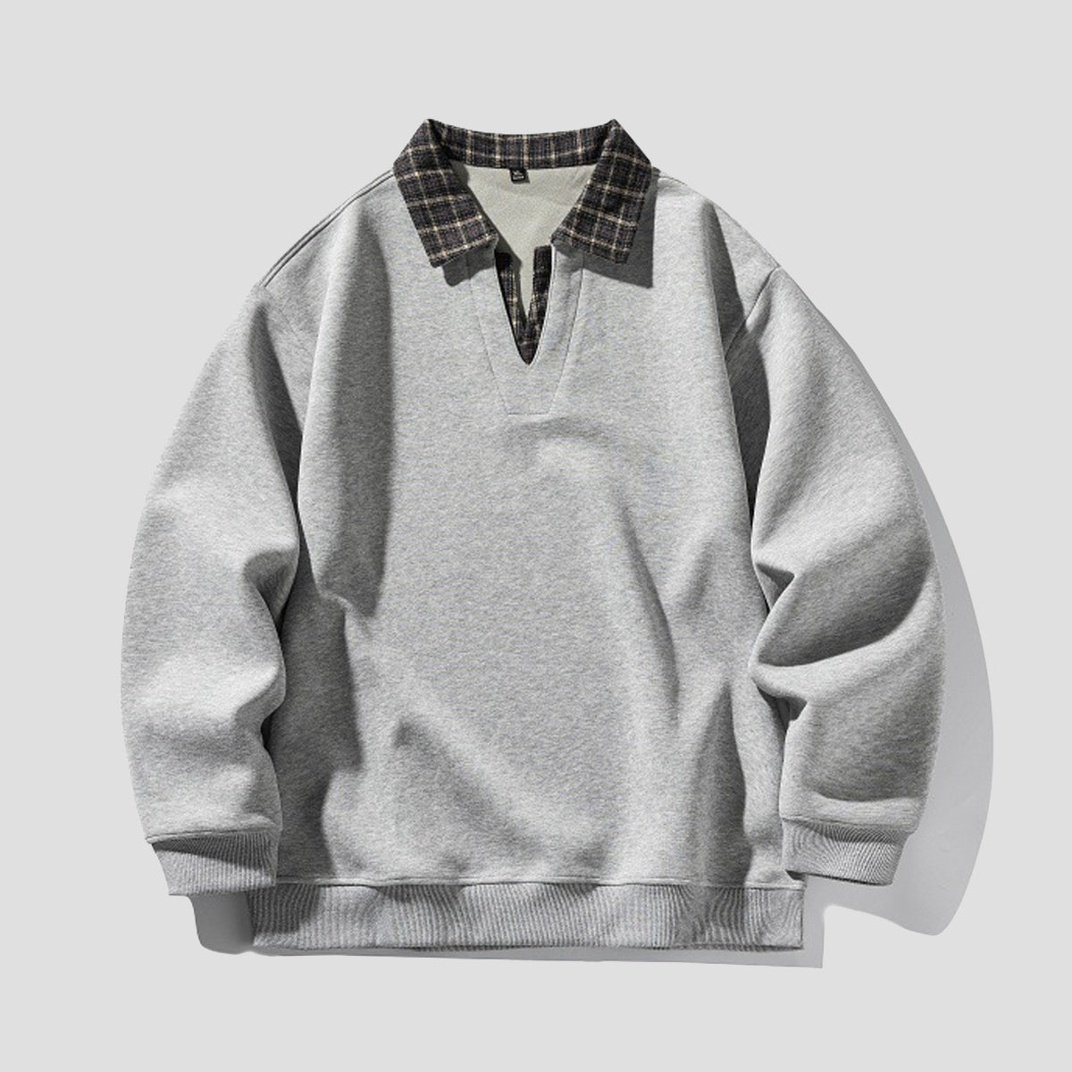チェックレイヤード Vネックプルオーバー