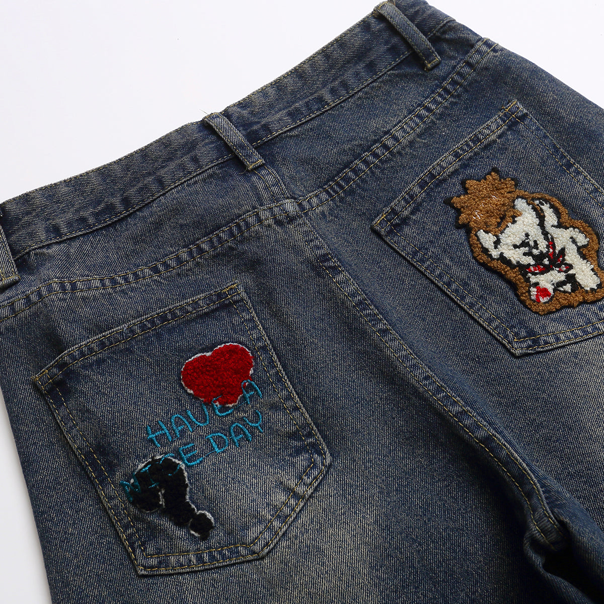 キャット＆ドッグ パッチワークデニムパンツ – RakuInk