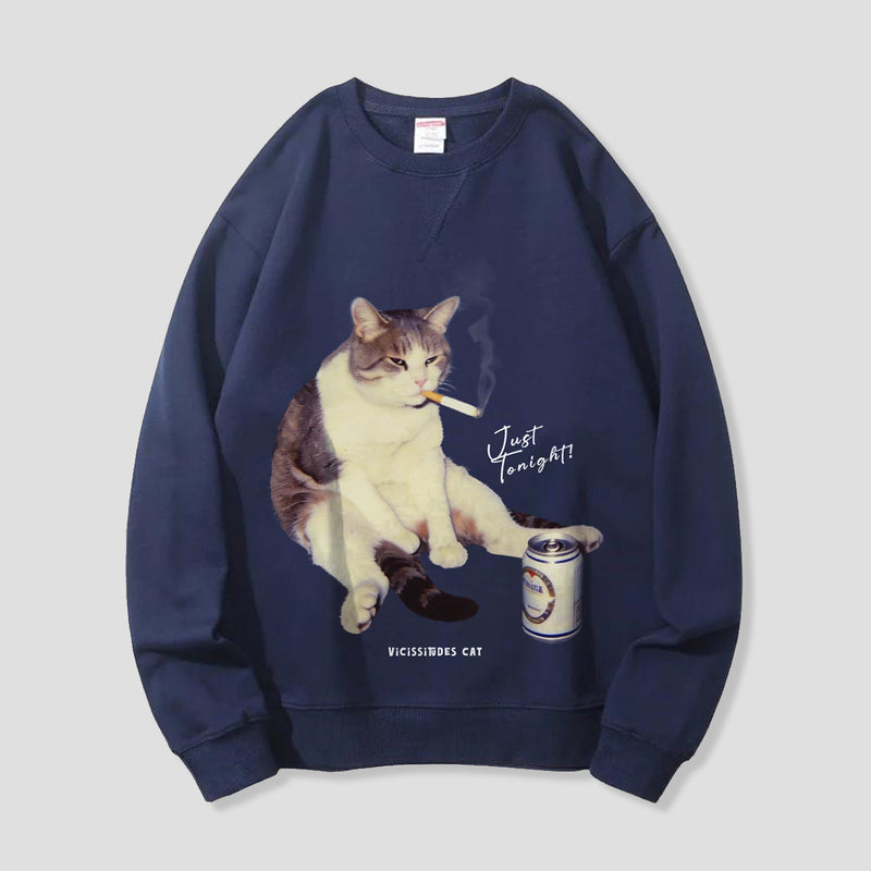 夜更かし猫 グラフィックスウェット