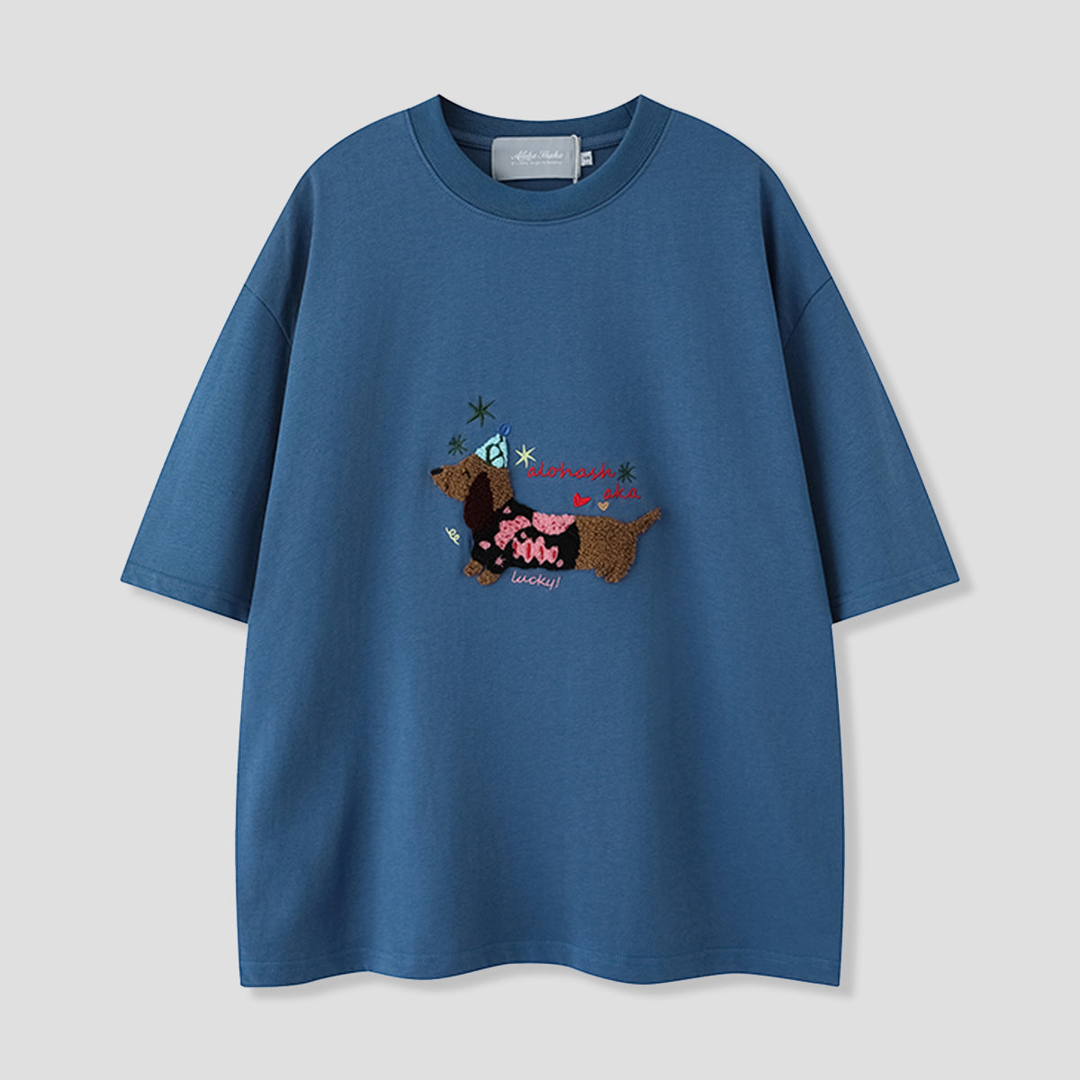LUCKYドッグ サガラ刺繍Tシャツ