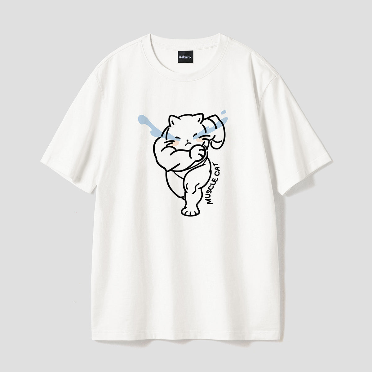 MUSCLE CAT｜運動に頑張る泣きキャットTシャツ