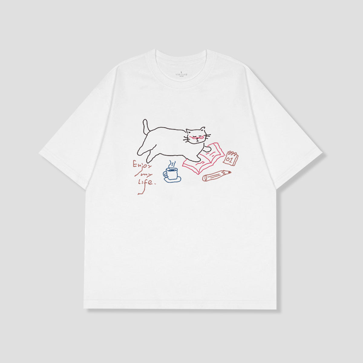リラックスキャット ラインアートTシャツ