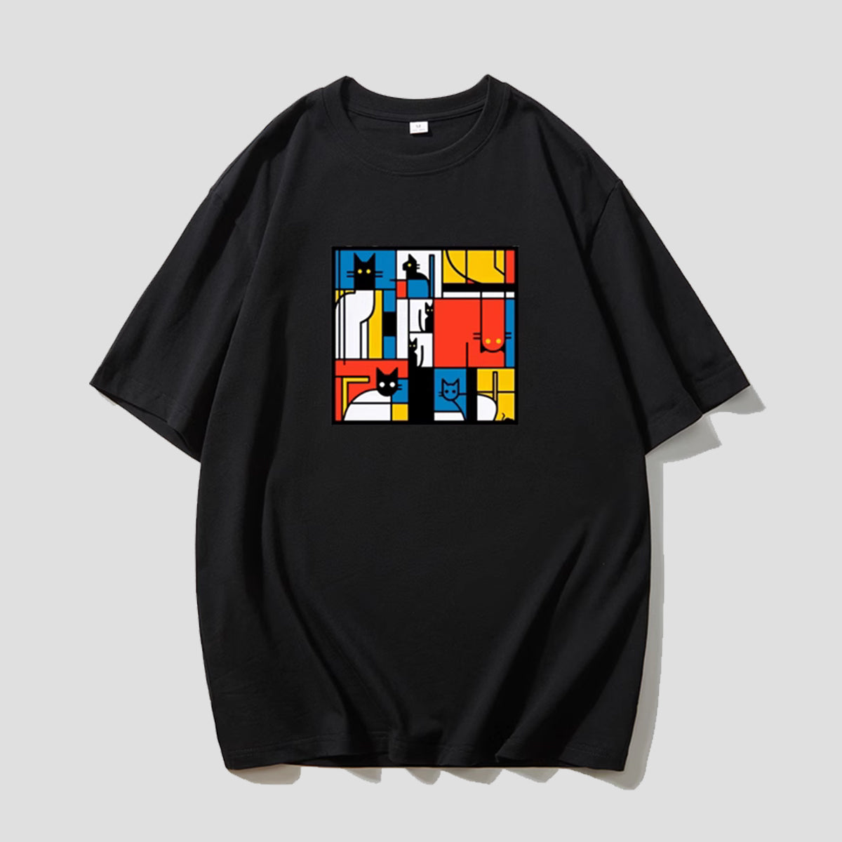 ジオメトリックキャットTシャツ