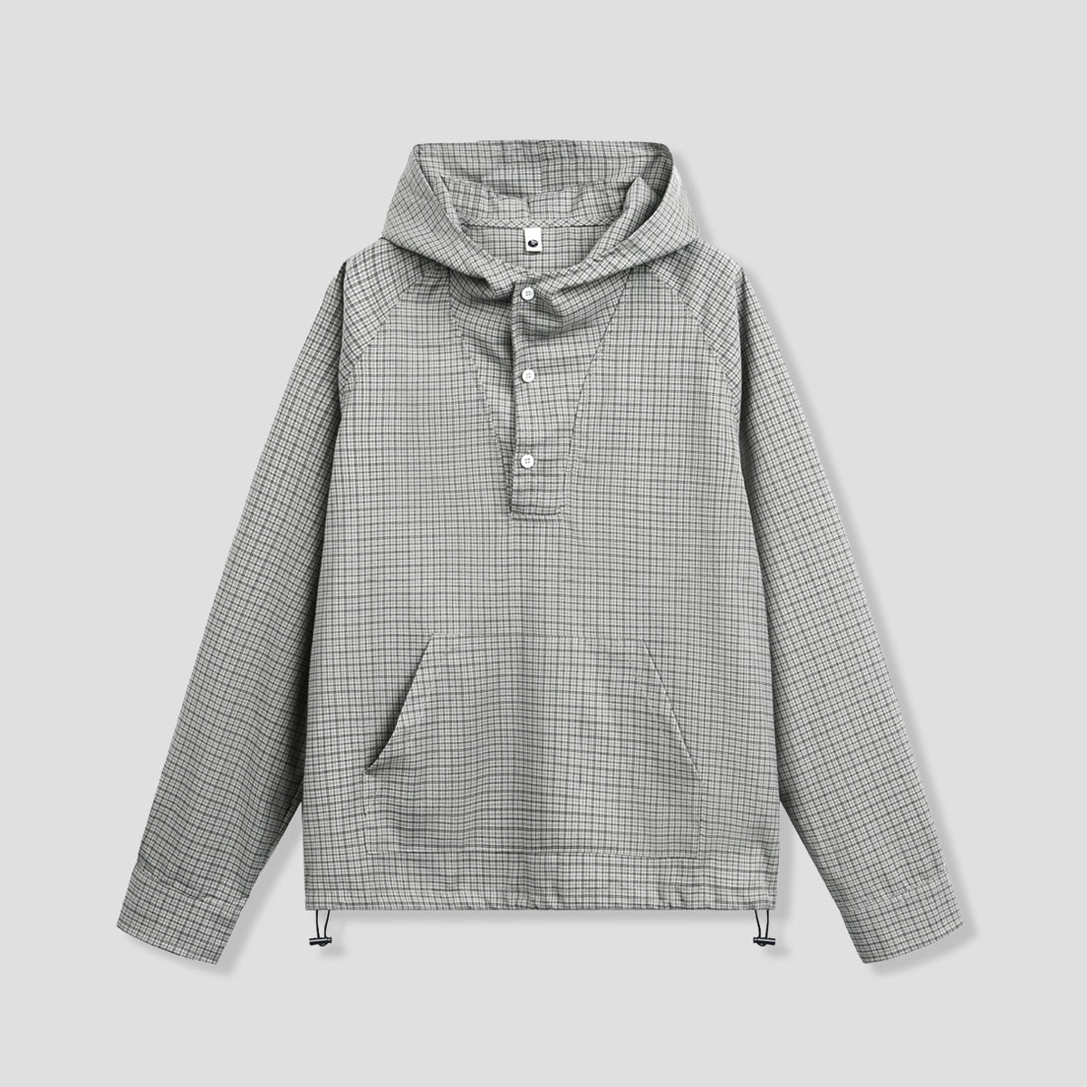 グリッドパターン フーデッドプルオーバー