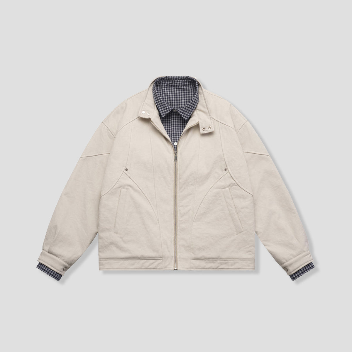 フェイクレイヤード チェックジャケット