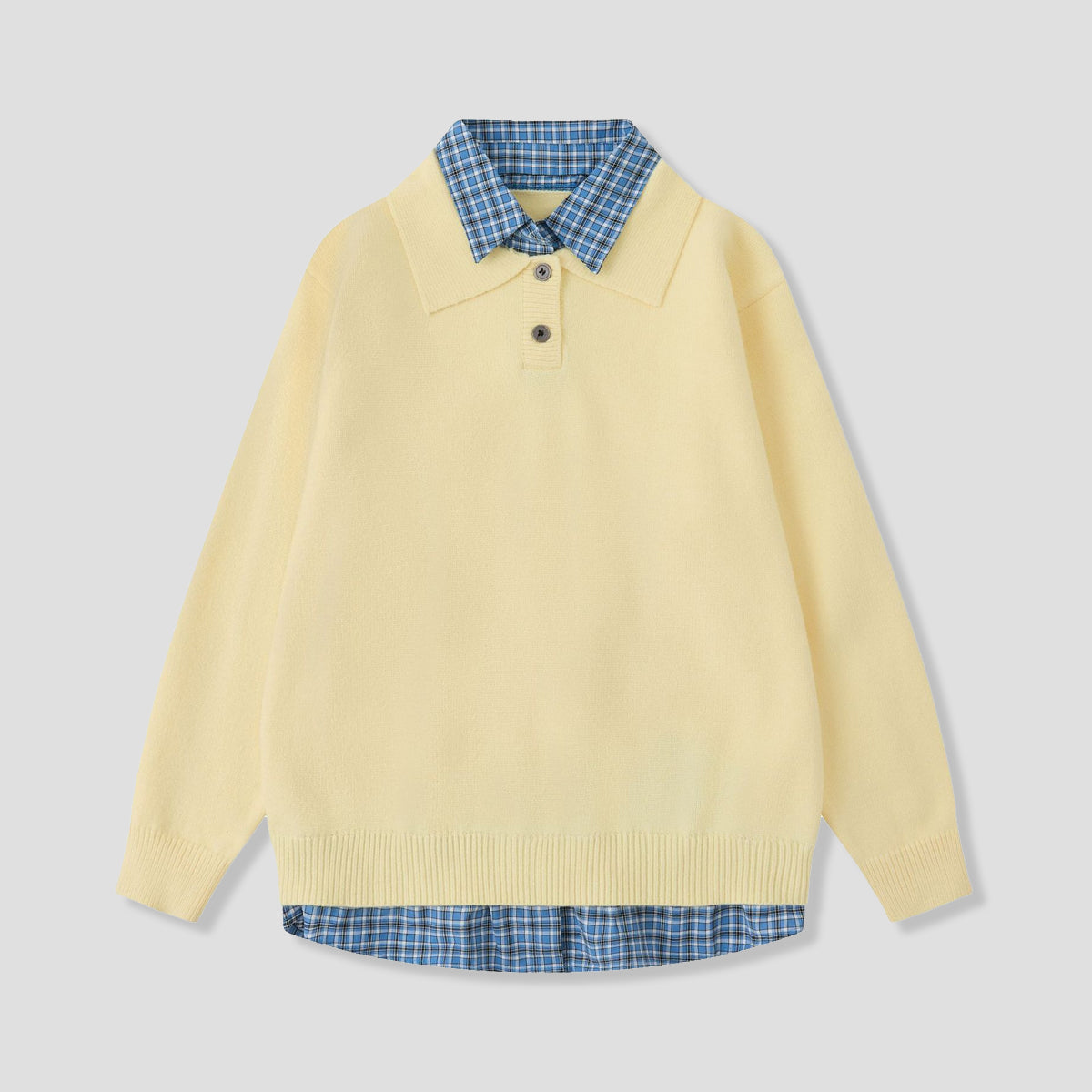 レイヤードチェック ニットトップス