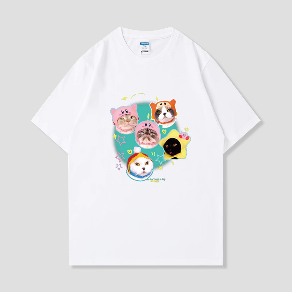 カラフルキャットの魔法Tシャツ