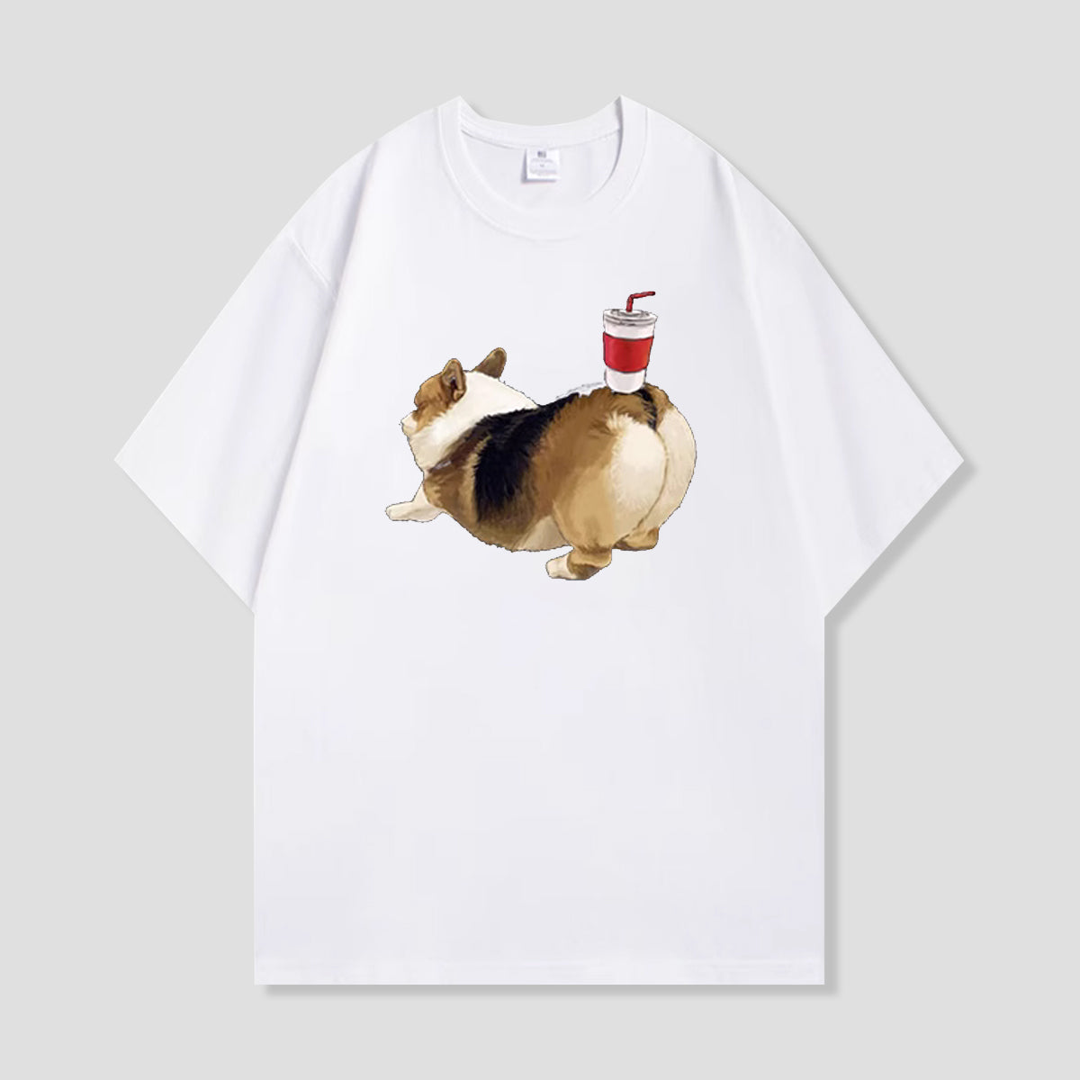 コーギー＆レッドカップTシャツ