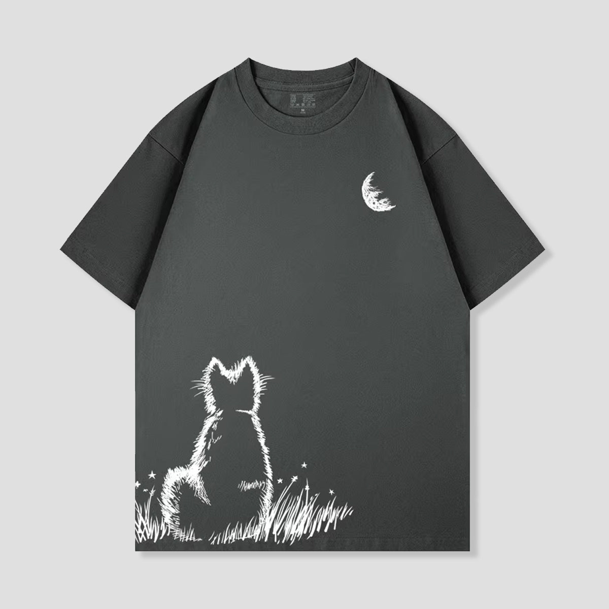 夜空を見上げる猫Tシャツ