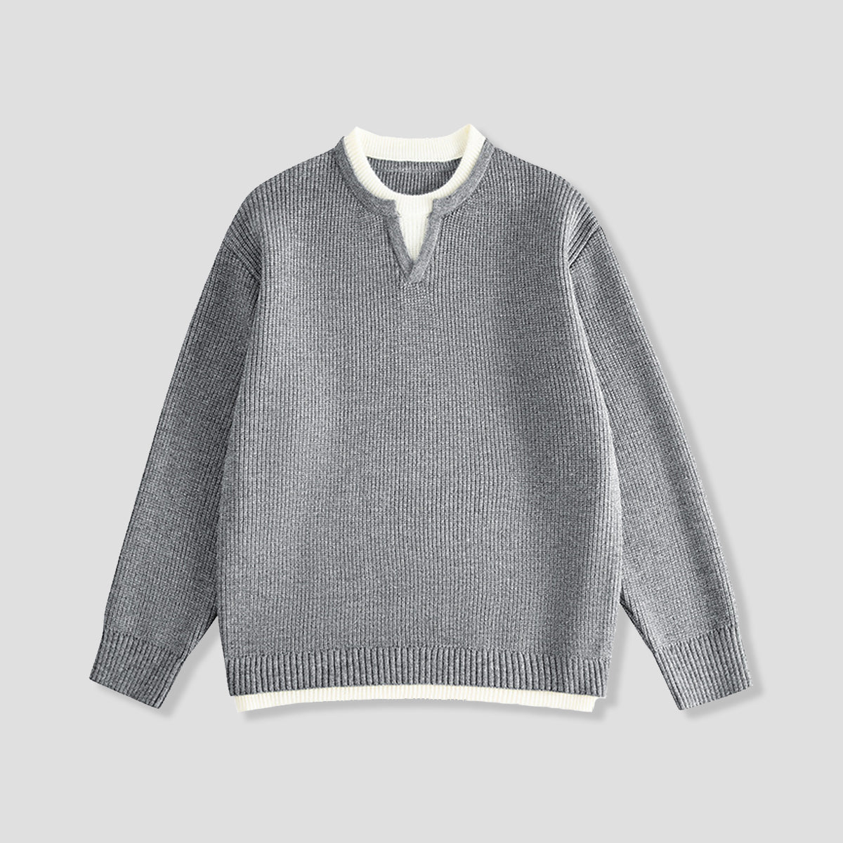 レイヤードネック ニットプルオーバー