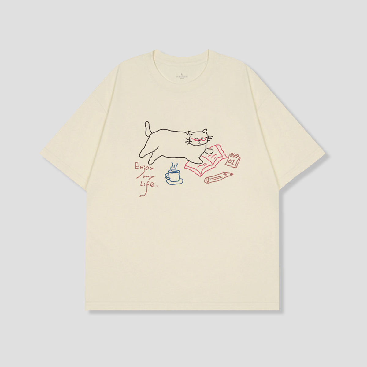 リラックスキャット ラインアートTシャツ