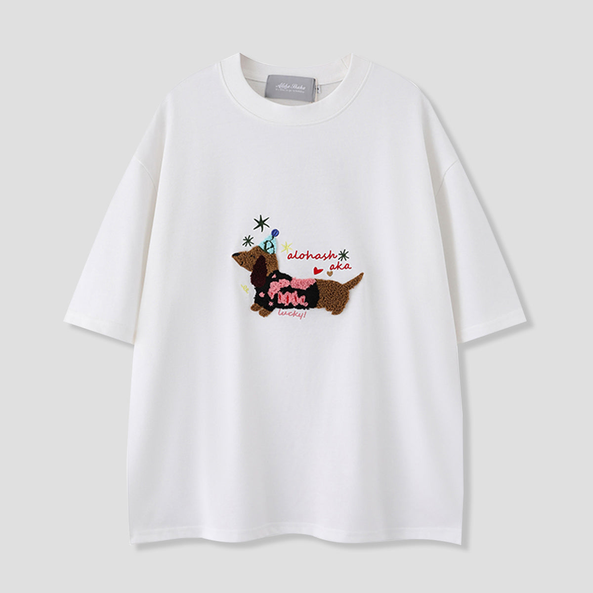 LUCKYドッグ サガラ刺繍Tシャツ