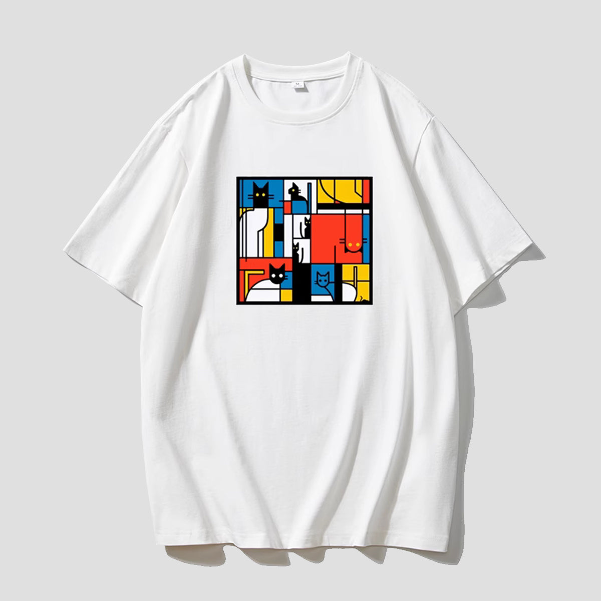 ジオメトリックキャットTシャツ