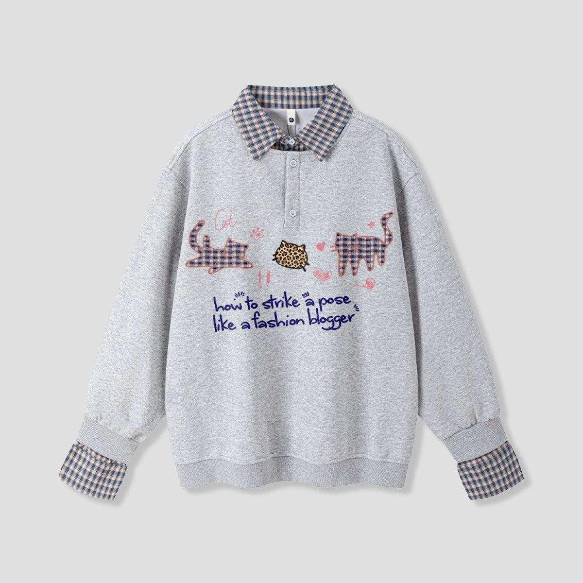 チェックキャット ポロスウェット