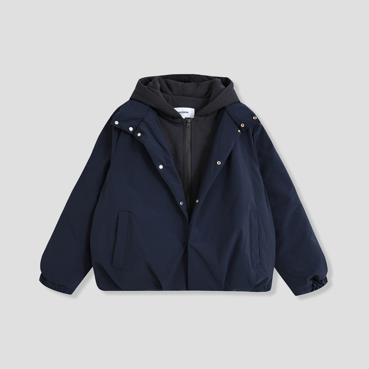 フェイクレイヤード パーカーアウター