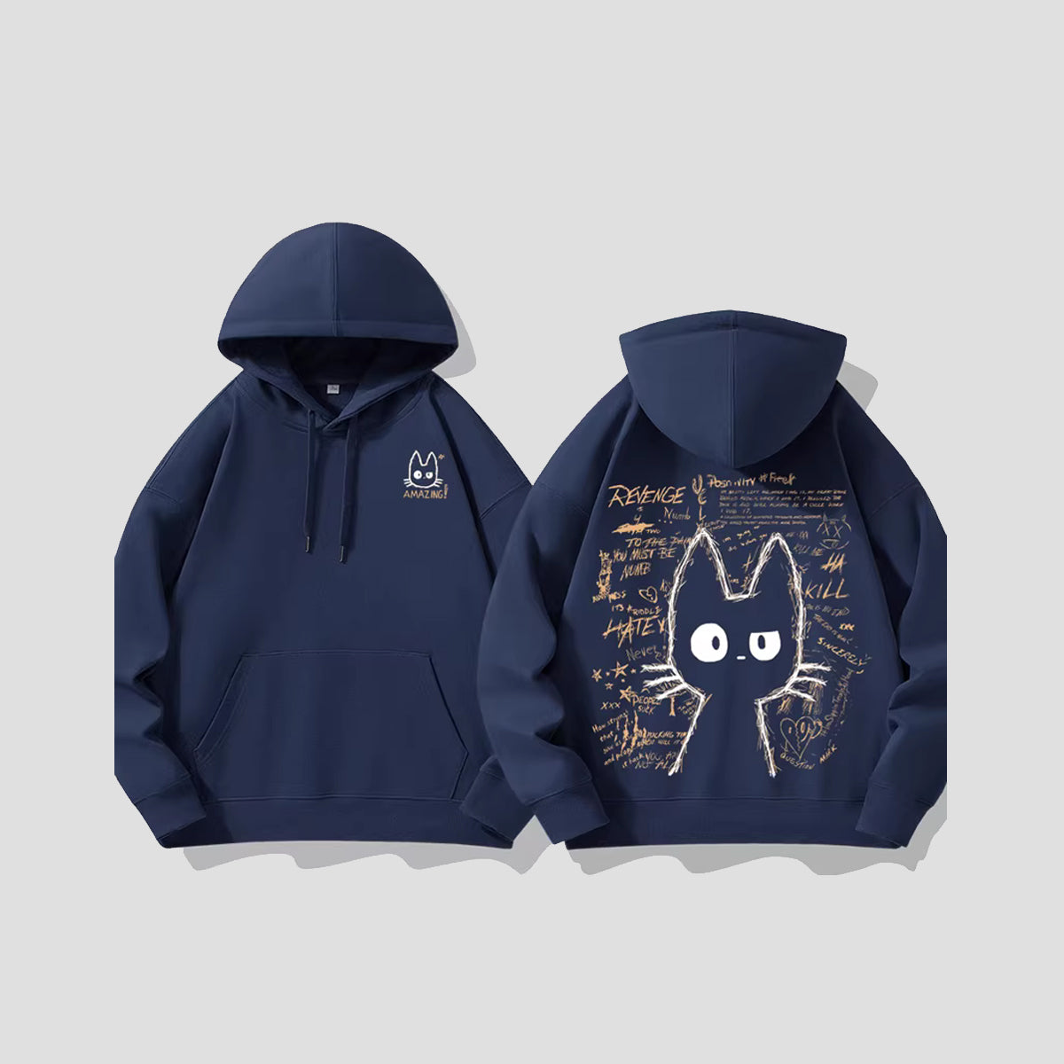 スケッチド・ダークネコ パーカー