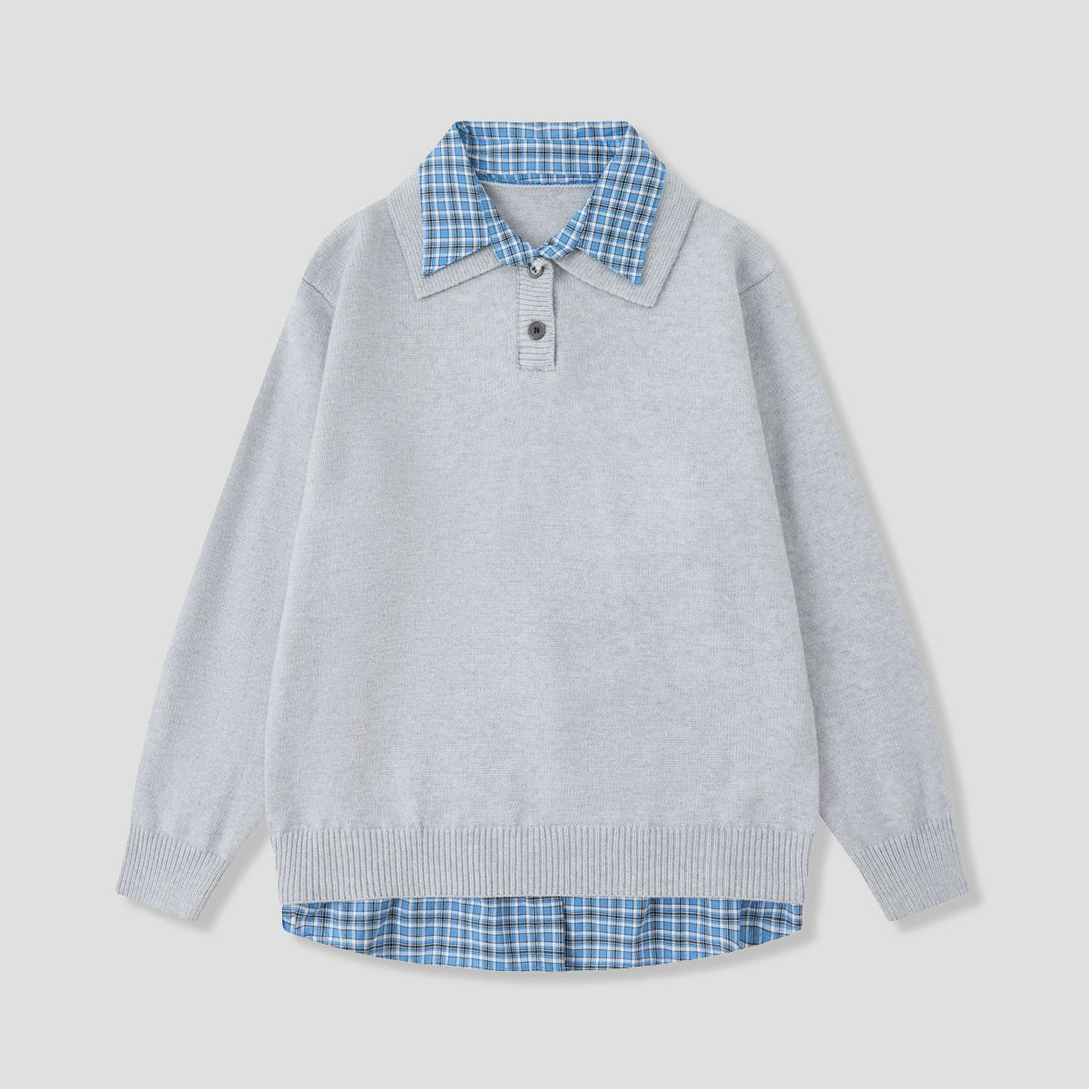 レイヤードチェック ニットトップス