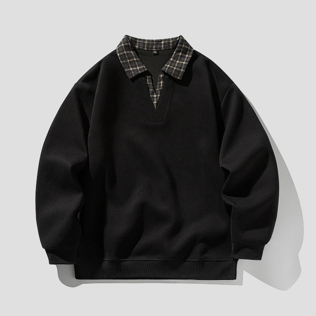 チェックレイヤード Vネックプルオーバー