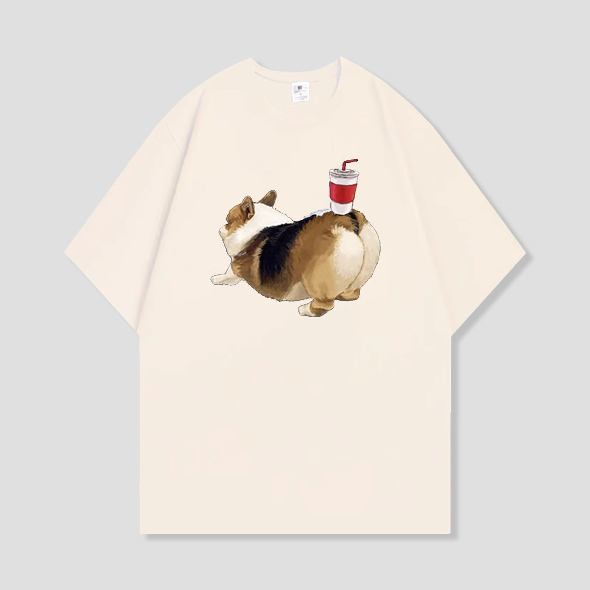 コーギー＆レッドカップTシャツ