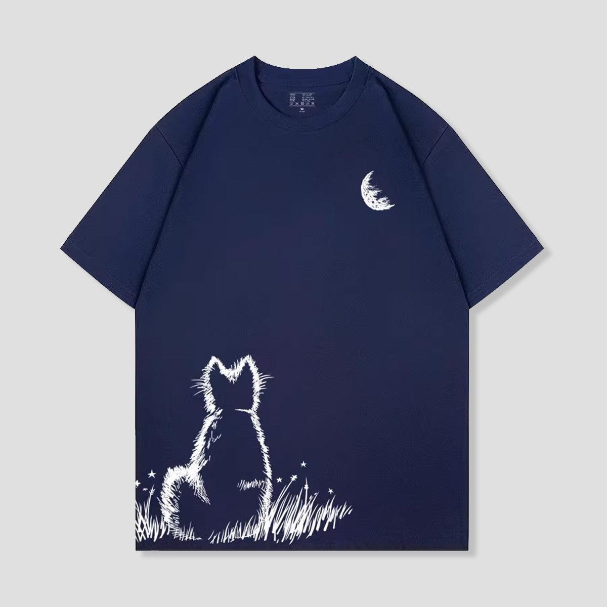 夜空を見上げる猫Tシャツ