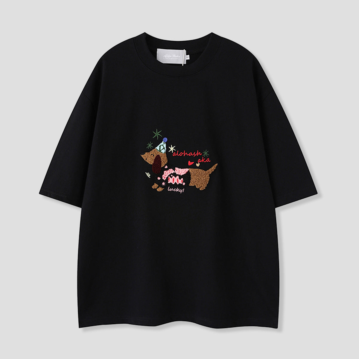 LUCKYドッグ サガラ刺繍Tシャツ