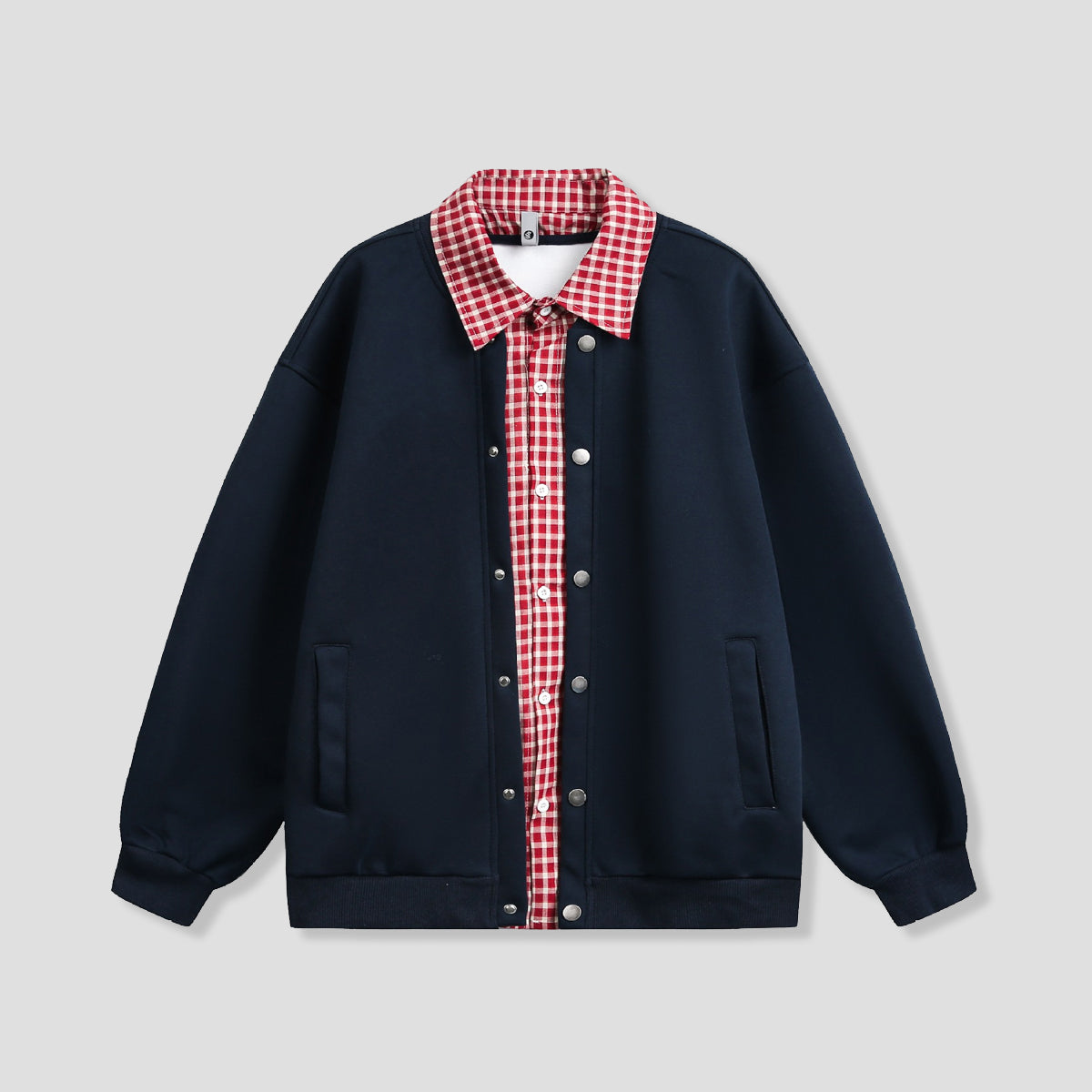 チェックレイヤード デザイン スウェット