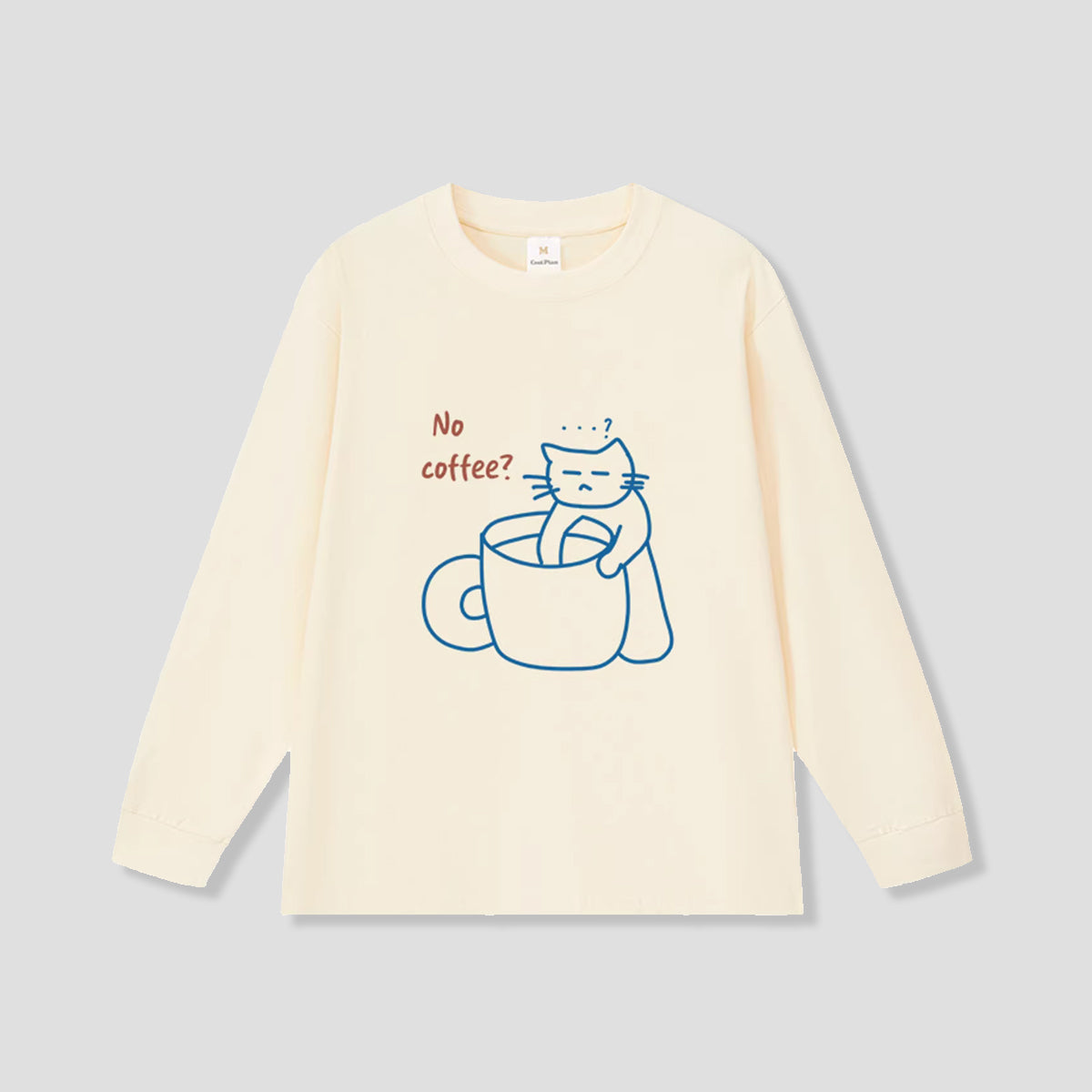 NO COFFEE? CAT グラフィック ロングスリーブ