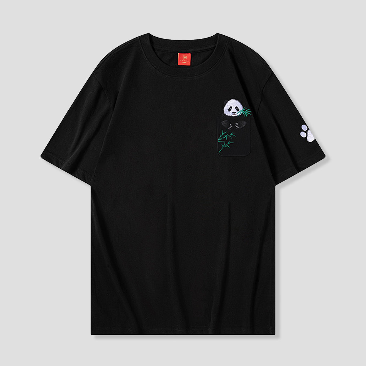パンダと竹のほっこり 刺繍入りTシャツ