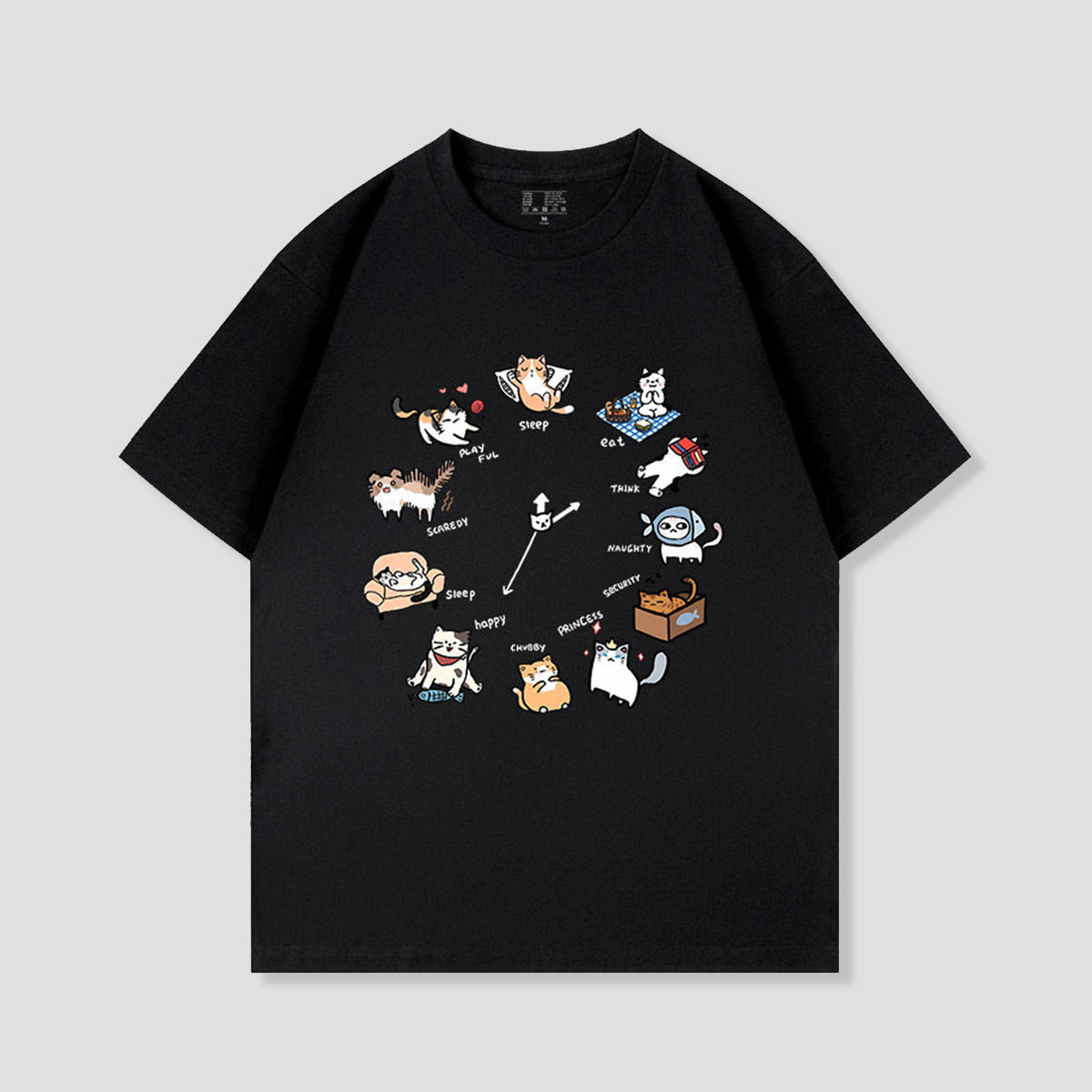 気まぐれキャット サークルグラフィックTシャツ