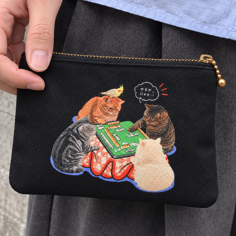 こたつで麻雀 猫ミニポーチ