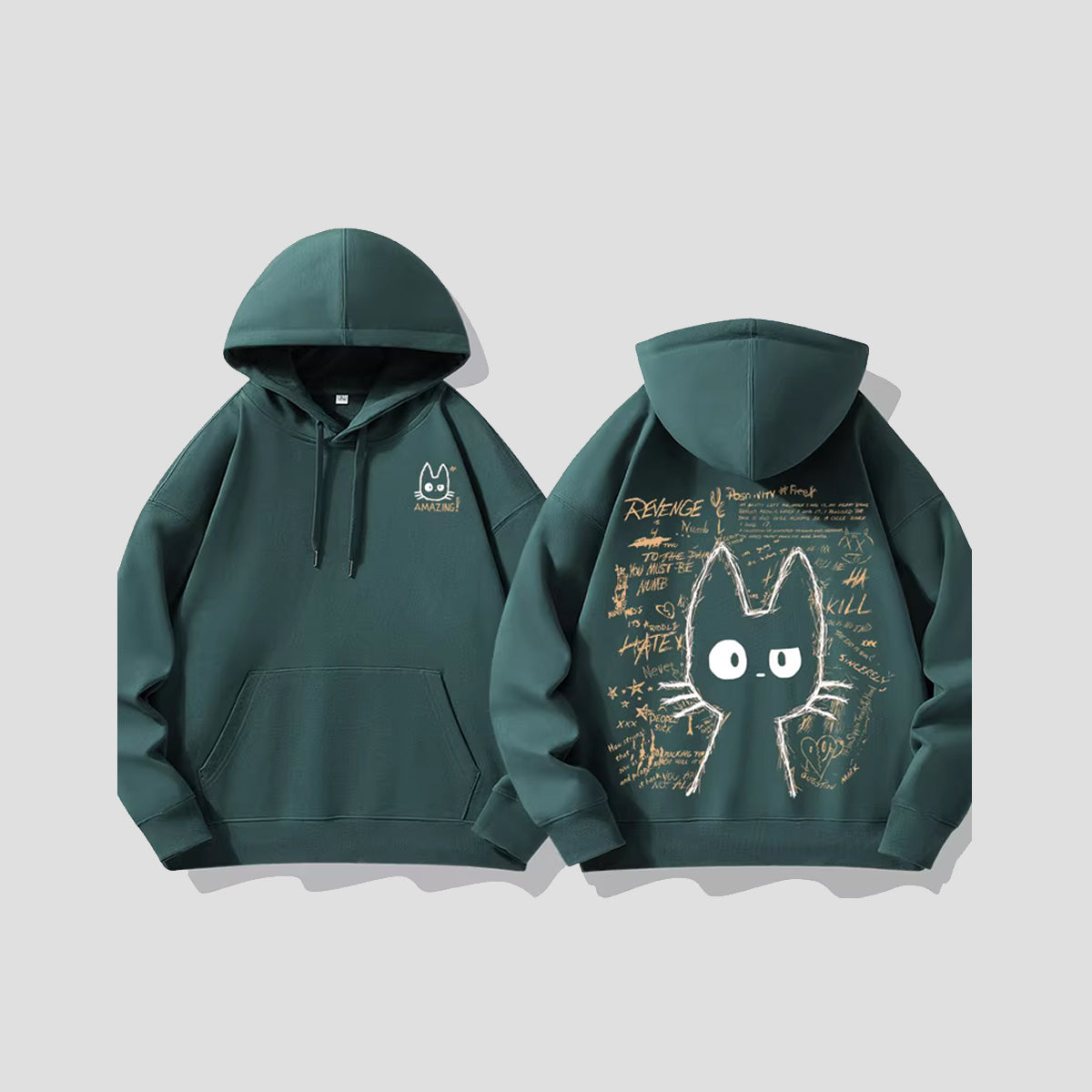 スケッチド・ダークネコ パーカー