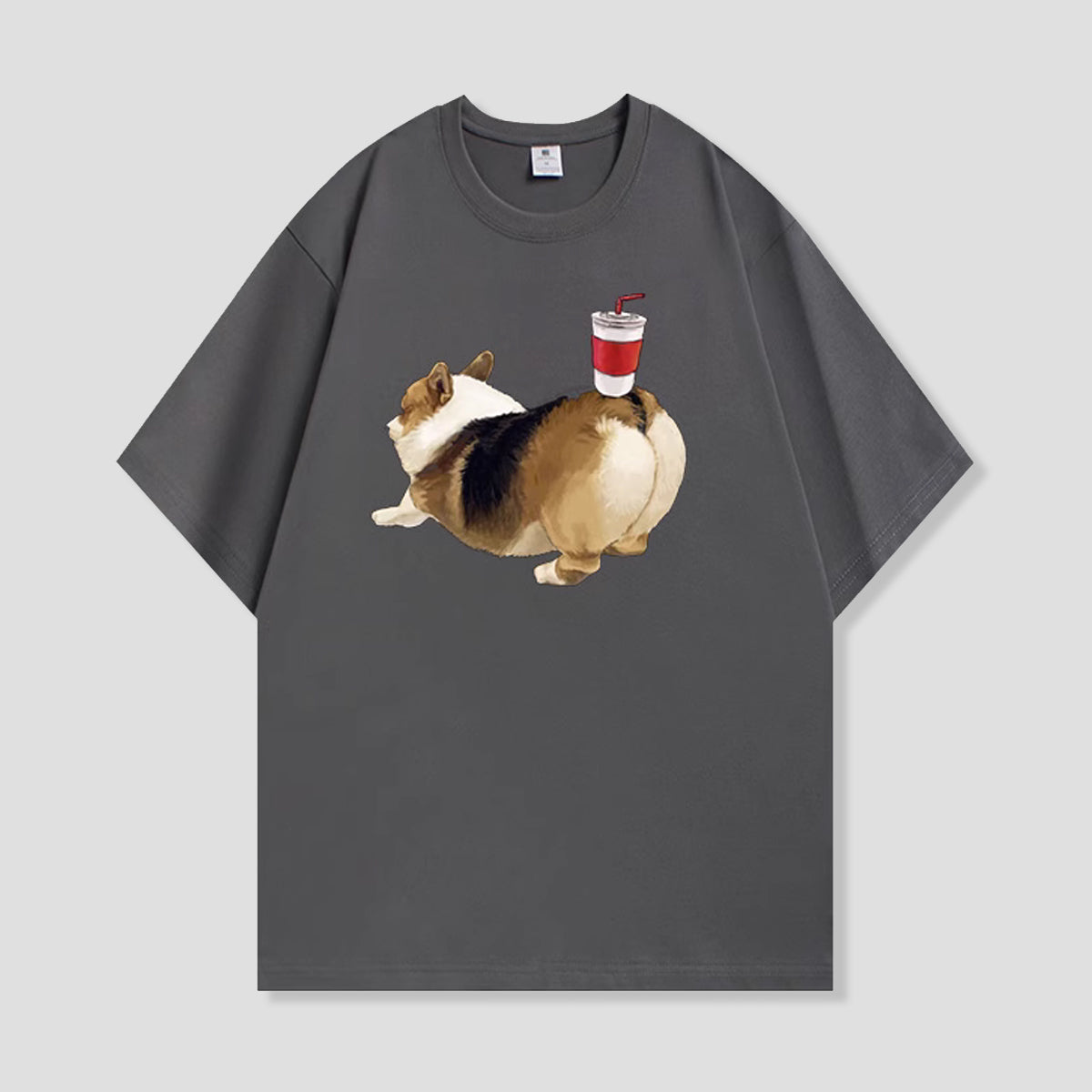 コーギー＆レッドカップTシャツ