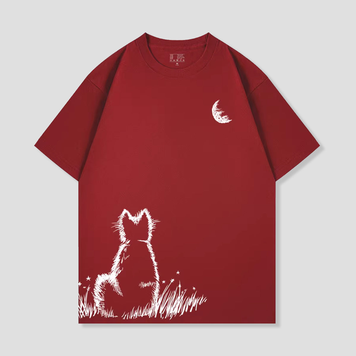 夜空を見上げる猫Tシャツ