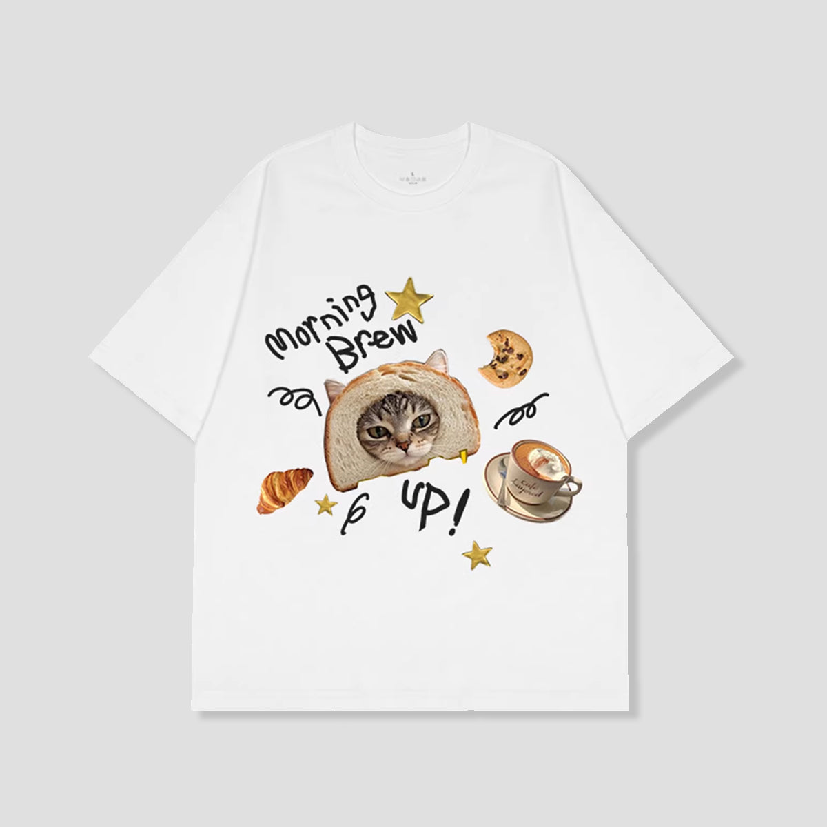 モーニングブレッドキャット グラフィックTシャツ