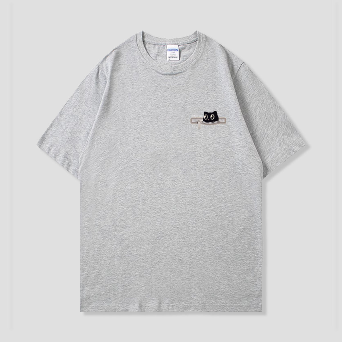 ねこファスナー・ポケットTシャツ