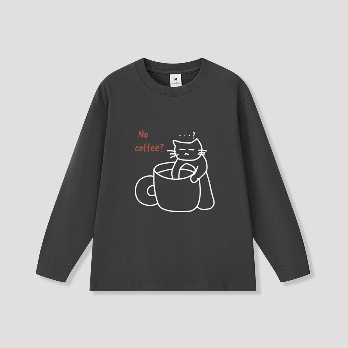 NO COFFEE? CAT グラフィック ロングスリーブ