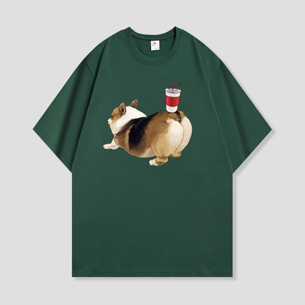 コーギー＆レッドカップTシャツ
